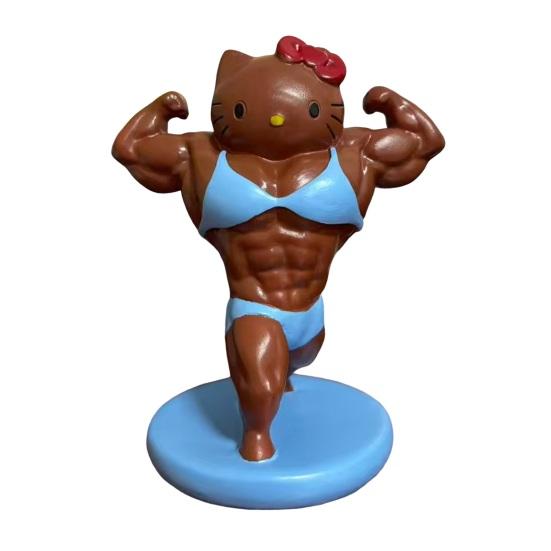 Muscular Cat Figurine Funny Bodybuilder Cat Resin Statue Collectible Gym Kitten Desktop Ornament