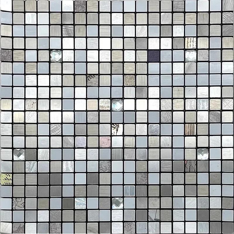 3D European Smooth Metal Mosaic Wall Sticker Self-adhesive Tile Kitchen Bathroom Bar Living Room TV Background Wall Decor Stick