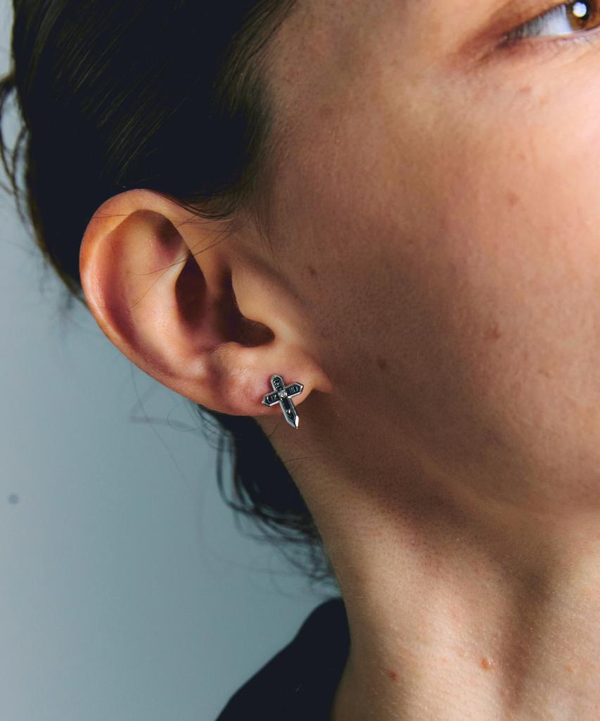 Gaman Unisex Gold Cross Tempus Earrings