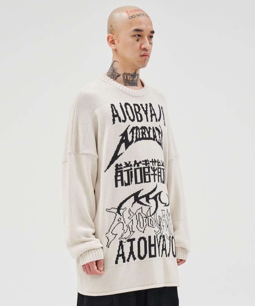 AJOBYAJO Total Logo High-Twist Yarn Sweater [Ivory]