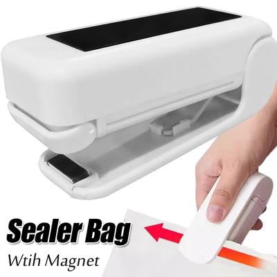 Máquina de selagem a vácuo e calor portátil, sacos plásticos para embalagens, mini seladores, clipes para selar alimentos, lanches, utensílios de cozinha com ímã