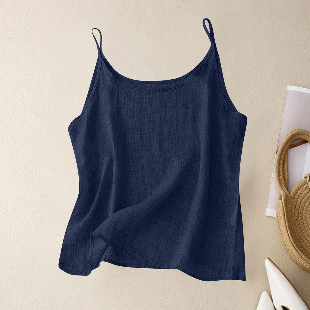 Women's Summer Vintage Cotton Linen Small Camisole Bottom Vest Loose Inner Tops