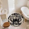 Black and White Tiger,Round Area Rug,Carpet Rug for Living Room Bedroom Sofa Playroom Decor,Non-slip Floor Mat