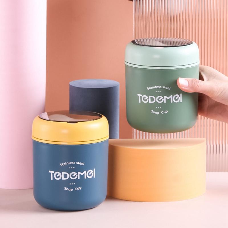 450ML Lebensmittel Thermobehälter Isolierter Suppenbecher Thermosbehälter Edelstahl Lunchbox Thermo Hält Heiß Für Schulkinder