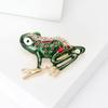 Cute Personality Creative Brooch Green Oil Drop Frog Animal Diamond Brooch