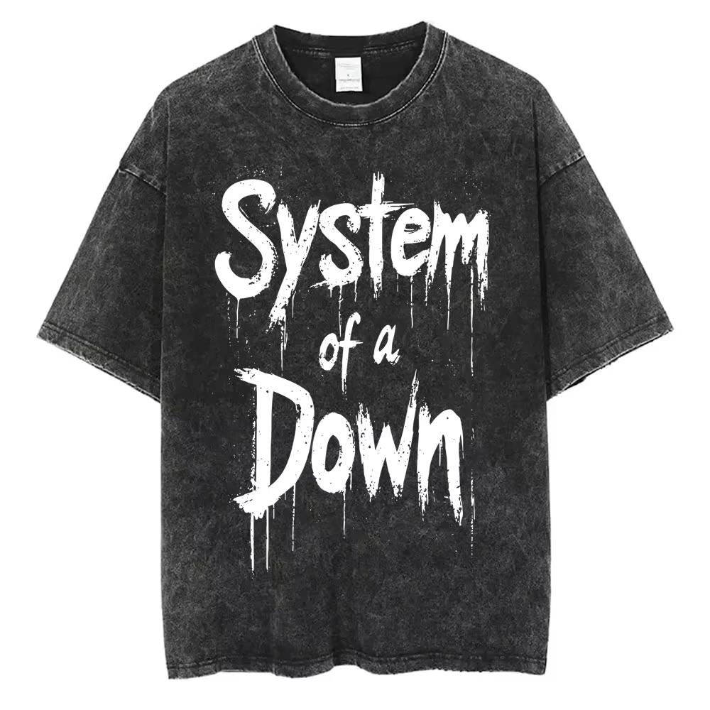 חולצת טי וינטג' מכובסת System of A Down Chop Suey לגברים ונשים רטרו רוק אוברסייז s מרצ' אלטרנטיבי מטאל חולצות טי