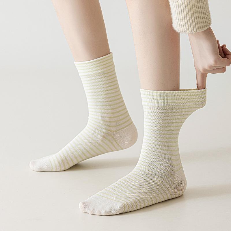 Female Spring and Autumn Striped Loose Mouth Do Not Choke Pregnant Woman Month Son Long Tube Cotton Socks