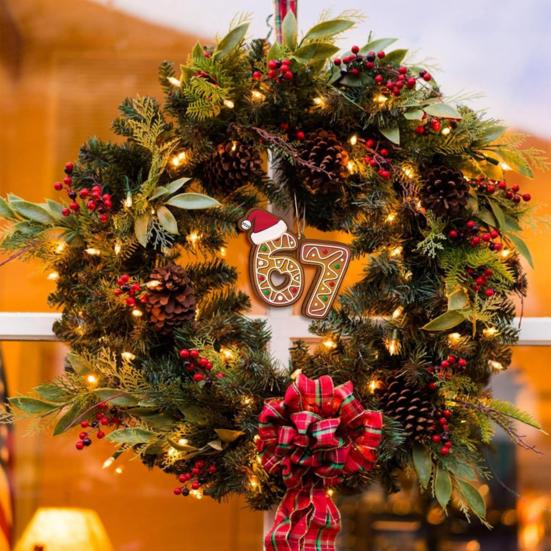 Christmas Ornament Acrylic Gingerbread Number 67 Pendant with Hat Festive Xmas Tree Decoration Holiday Gift