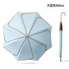New 8-bone Straight Rod Vinyl Fabric Petal Umbrella Solid Wood Curved Handle Double Enlarged
