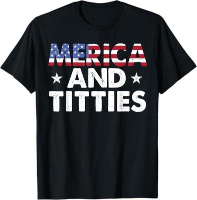 Amerika und Titties 4. Juli Shirt Lustiges Amerika Flaggen T-Shirt
