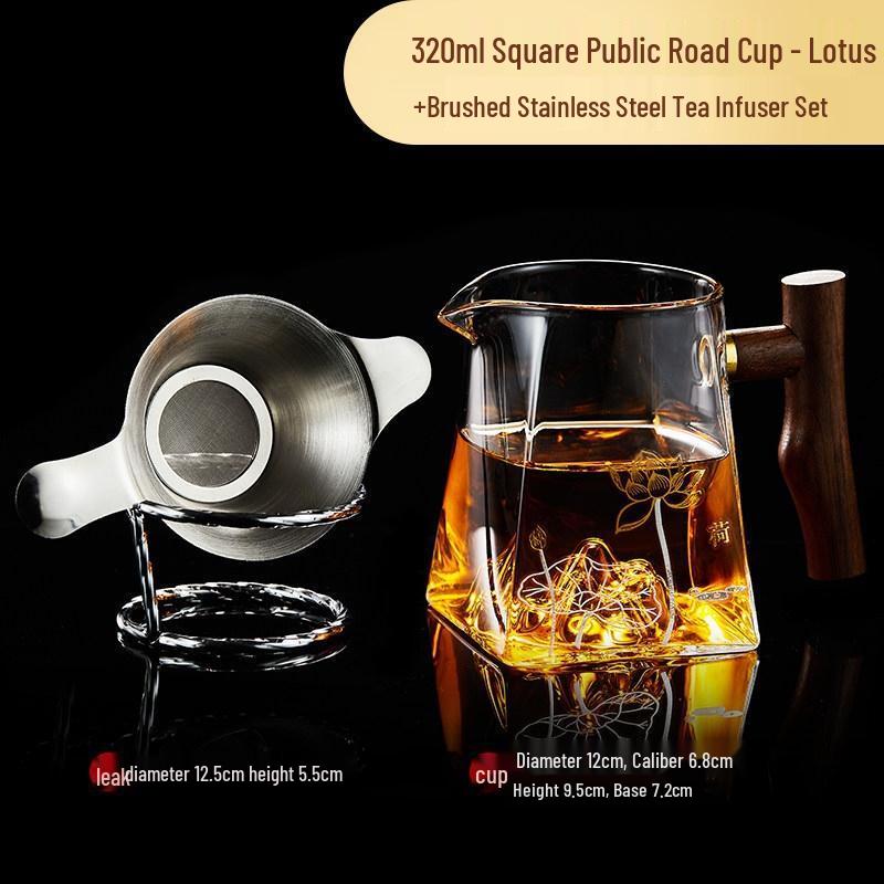 HANDUNYOU Heat-Resistant Glass Fairness Cup with Wooden Handle