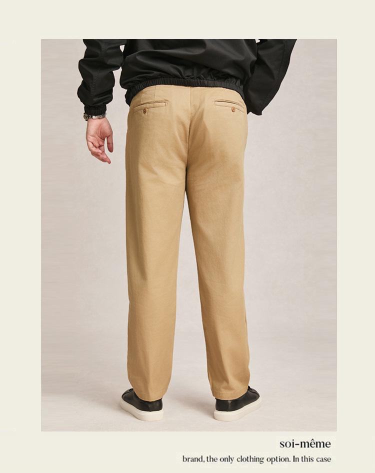 Męskie spodnie khaki w kolorze białym, bawełniane, w stylu 25 lat – uniwersalne, swobodne, proste nogawki, wiosna/jesień