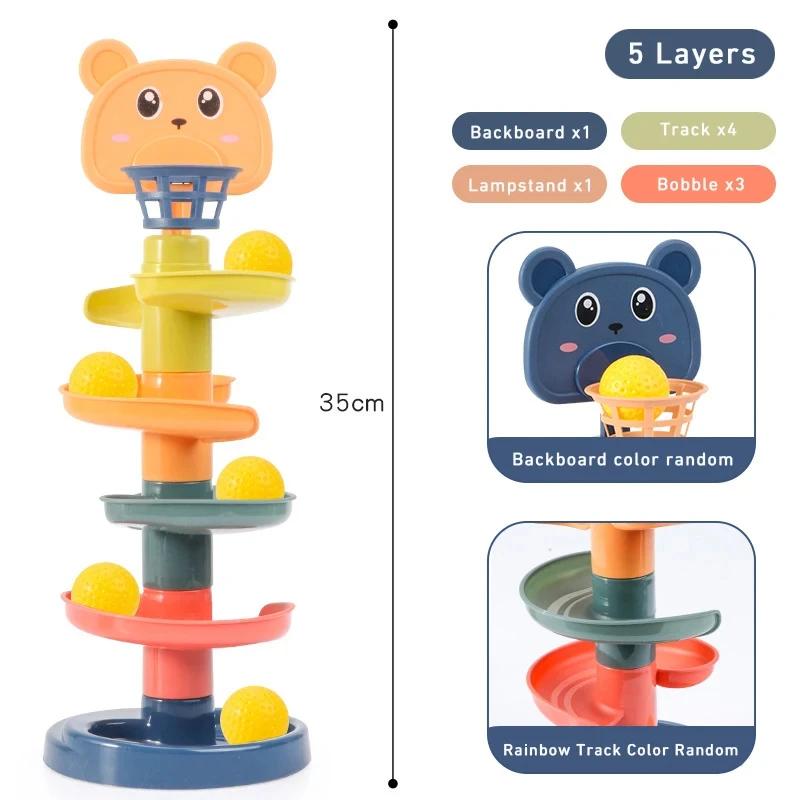 Babies StackingMontessori Baby Toy Rolling Ball Tower Montessori Educational Games For  Track Baby Development Toys 1 2 3 Years