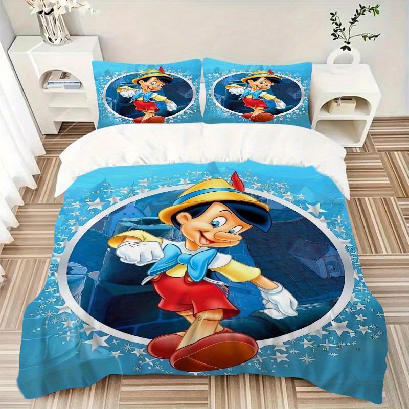 3pcs Disney Pinocchio Bedding Set, Including 1 Quilt Cover and 2 Pillow Shams, Without Filling, Soft and Comfortable Home Bedroom Fabric, Fashion