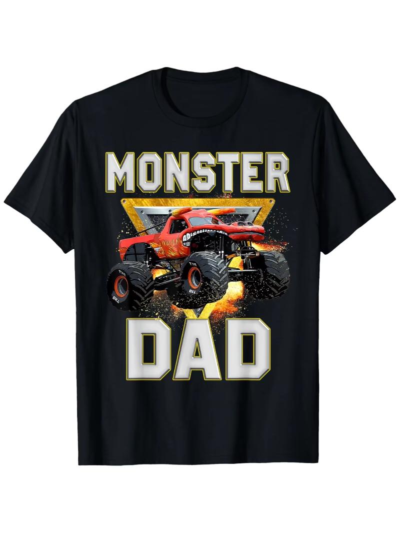 

Monster Truck Daddy Monster Truck Is My Jam Truck Lovers Men s Summer Casual Sports T-Shirt 100% Cotton Muscle Truck Gift 4XL