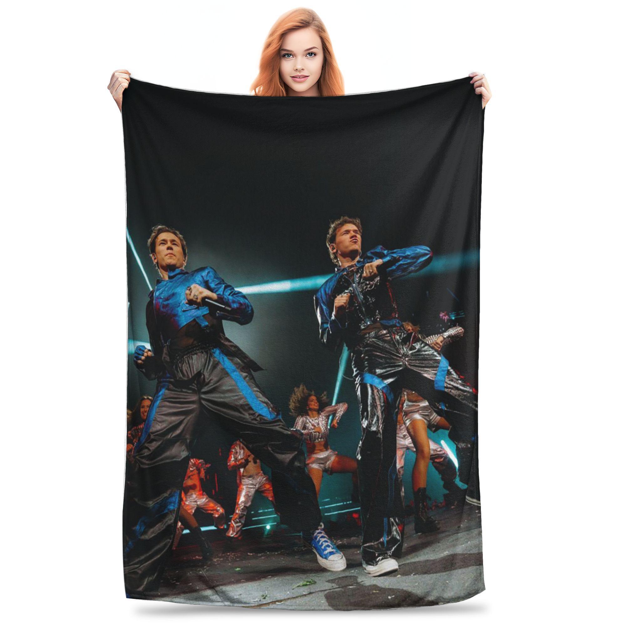 Flannel Throw Blanket Marcus And Martinus Unforgettable Eurovisions Sweden Warm Plush Blankets for Livingroom Travel Couch Size: 75*100cm, Weight: 230 GSM
