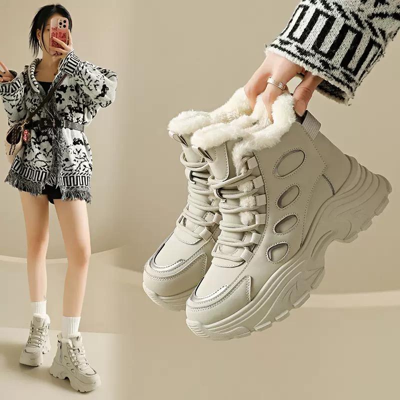 New Women's Shoes Winter Plush Warm Snow Boots Thickened Plush High Top Cotton Shoes for Women Non Slip Platform Ankle Boots