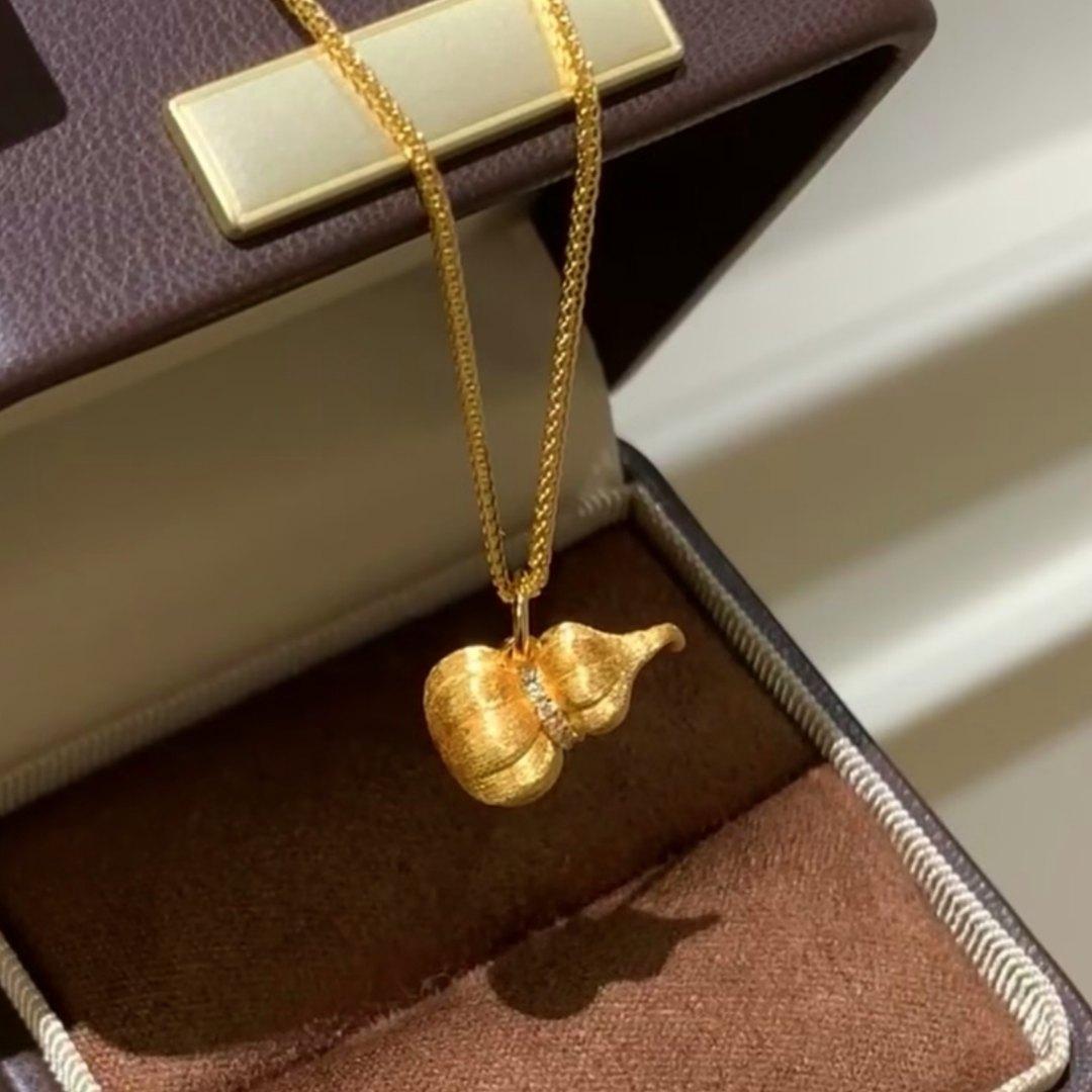 Vingate New Chinese Style Brushed Pumpkin Gourd Necklace Female Fulu Niche Premium Sense Clavicle Chain 2026 45CM