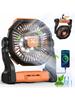 Cold Air Battery Powered Fan With LED Lantern,Dual Motor Camping Fan, 4-Speed Adjustable Desktop Fan With Hook