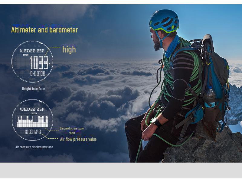 C Sports Outdoor 100m Wasserdichte Smarte Taucheruhr mit Höhenmesser, Thermometer, Kompass & Multifunktionsmerkmalen