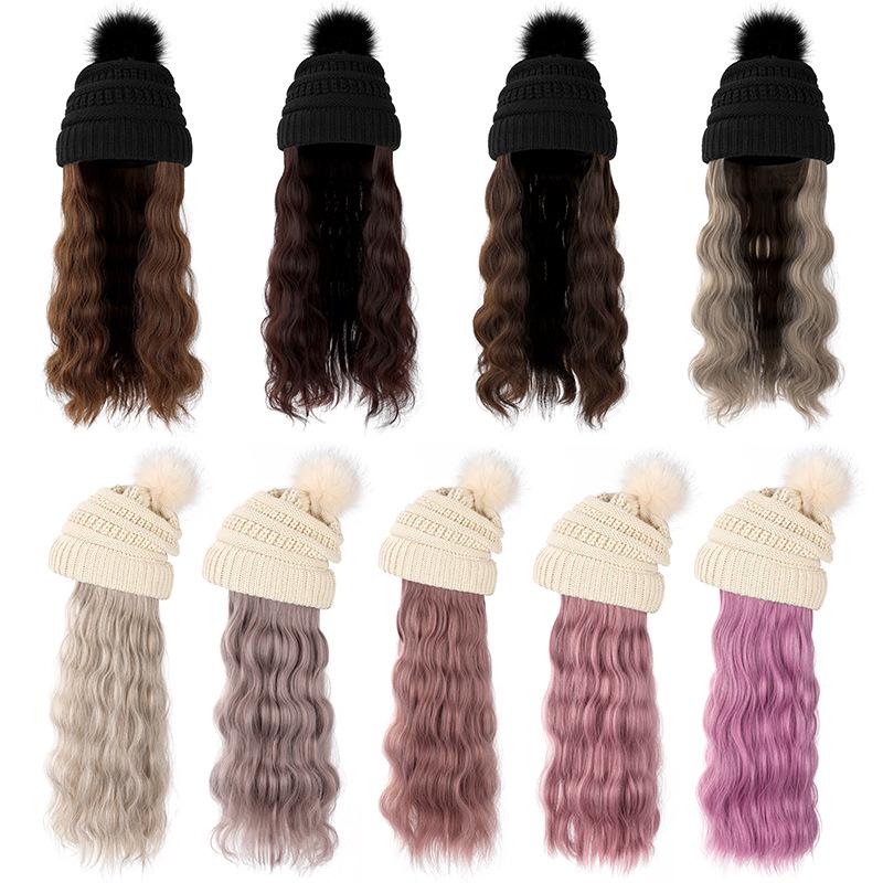 Winter Korean Style Wool Wig Hat: Warm Fleece-Lined, Thickened, Versatile, Knitted Hat
