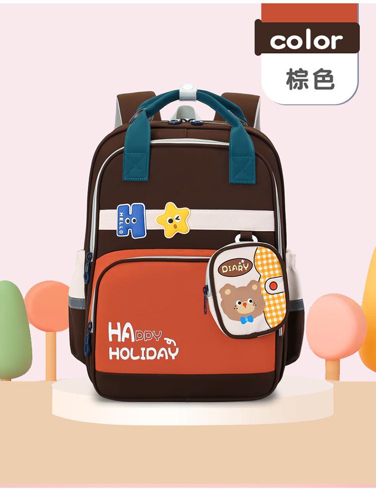 Schoolbag new cartoon bear children's anti-drop schoolbag women's high-quality backpack primary school students 1st-1st grade backpack men