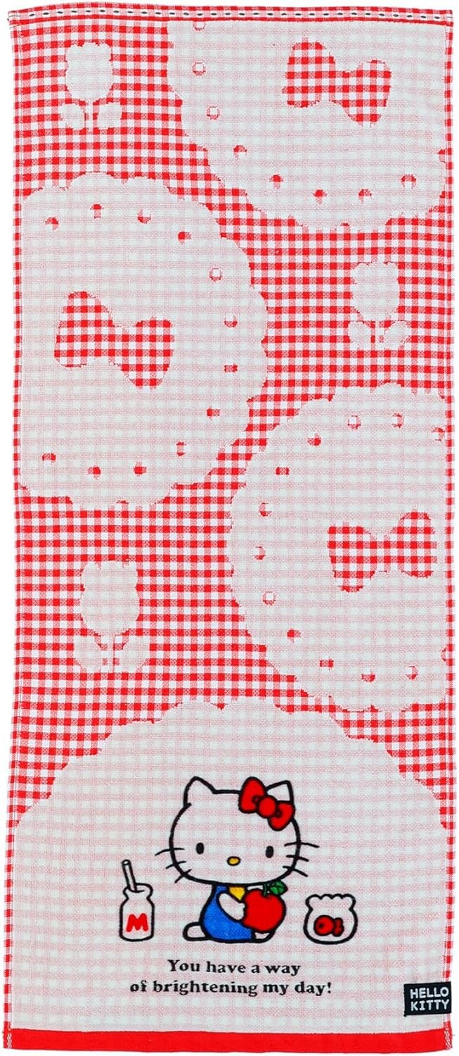 

Marushin Sanrio Hello Kitty Клетчатое лицо Семидесятых Антибактериальное и Защищающее от запаха Идеальный подарок для 3725011400 Полотенце, 100% хлопок, Износостойкое, Дни рождения,