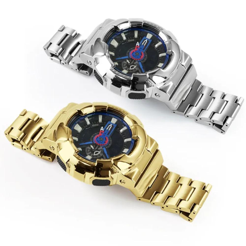 Stainless Steel Mod Kit For Casio G-SHOCK GA-110 GA-110GB GA-100 GA-120 Series Modified Black Warrior Metal Bezel Case Strap