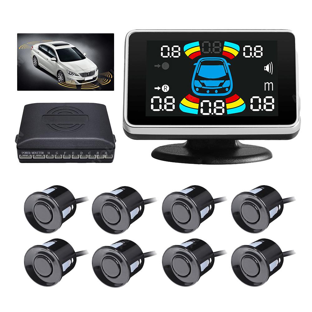 Car Reverse Backup Parking Sensor System With 8 Parking Sensors 12V LCD Display Backup Reversing Assistance Aid Kit