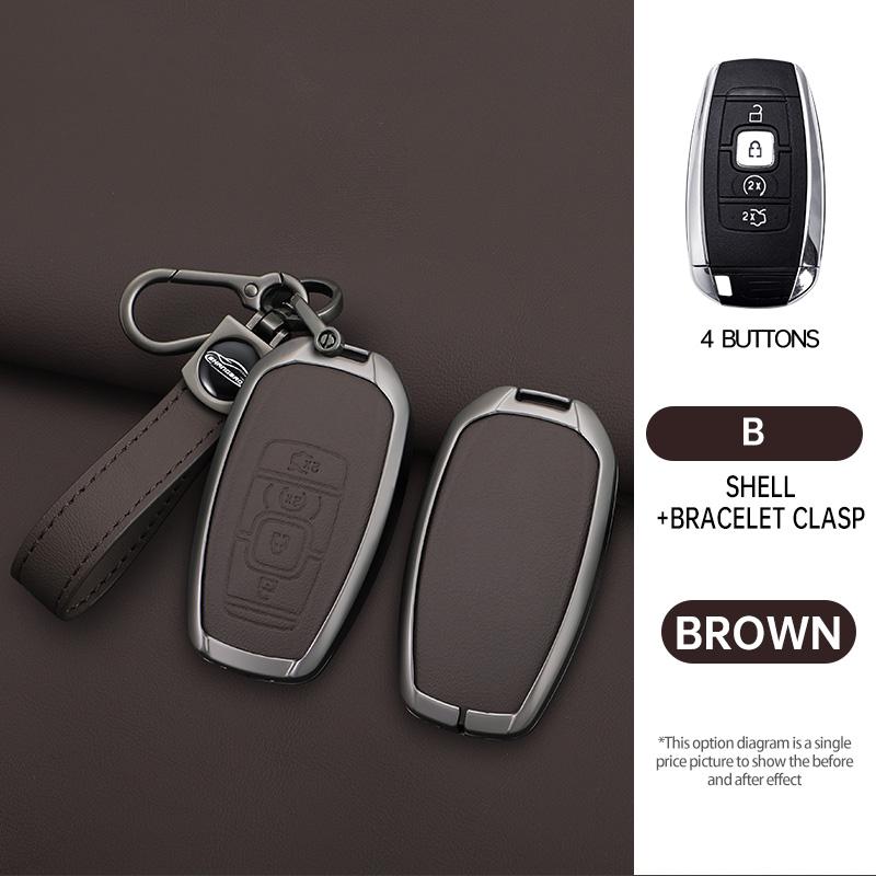 Zinc Alloy Genuine Leather Auto Key Fob Cover Case Fit For Lincoln Continental Navigator Z Mkz Mkc Mkx Nautilus Aviator Corsair