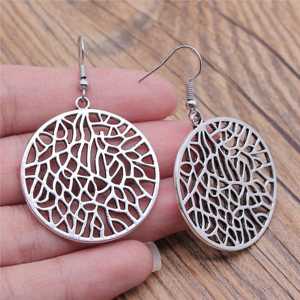 Hängeohrring Pflanze Blume des Lebens Minimalistischer Schmuck Komponenten Ohrringgröße 18x19mm QE020