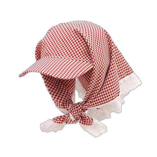Turban Hat Adjustable Rear Strap Sweet Bow Widened Brim Blocks UV Rays Neck Protection Quick-Dry Ventilated Sun Hat