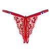 Erotic Panties Ladies Crotchless Thongs Adjustable Low Waist Sexy Embroidered Crotch Openning G-String See-Through Mesh Hollow