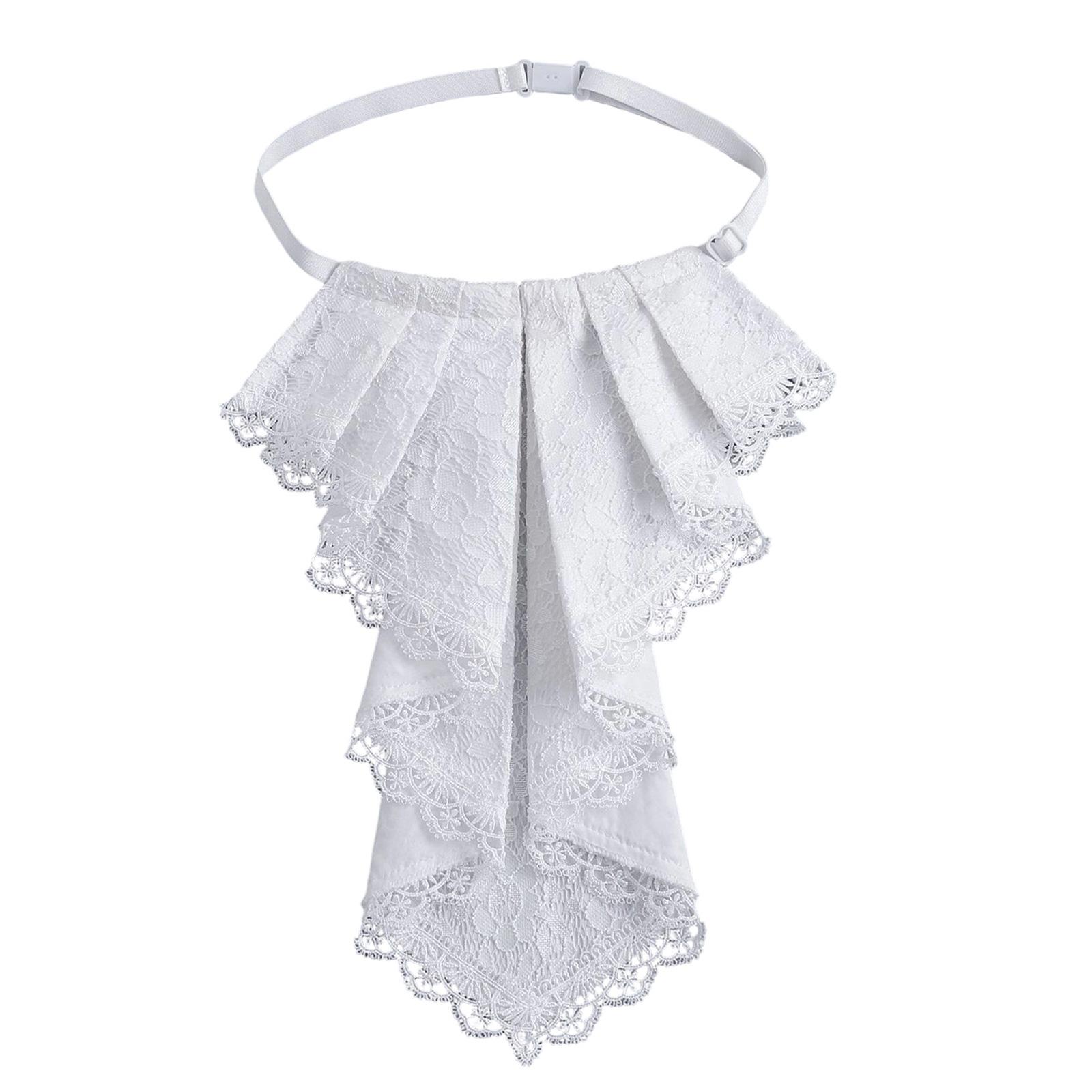 

Victorian Jabot Collar Decorative Collar Neck Accessory Lace Drape Design Neckpiece for Daily and Formal Outfit Enhancer белый