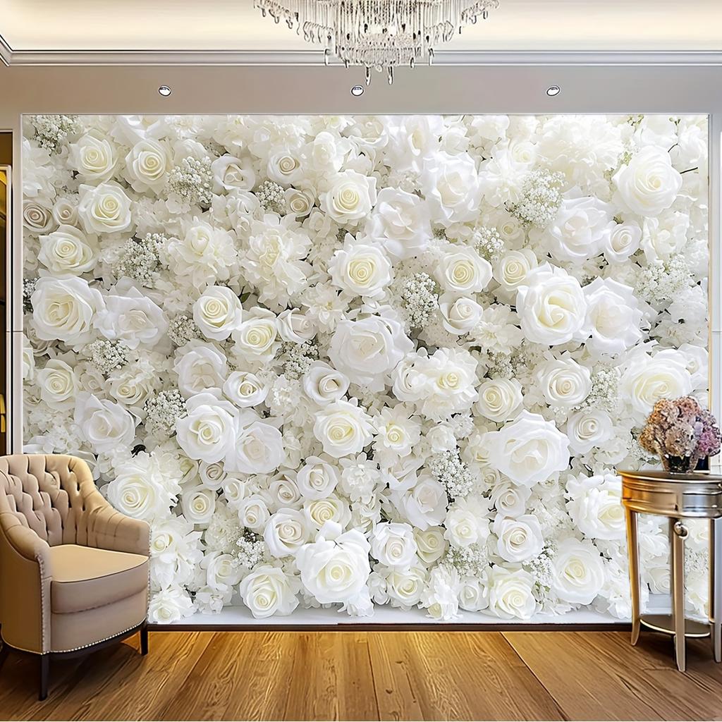 1 piece, white floral background, suitable for party photography, wedding decoration, and bridal bathing activitiesL