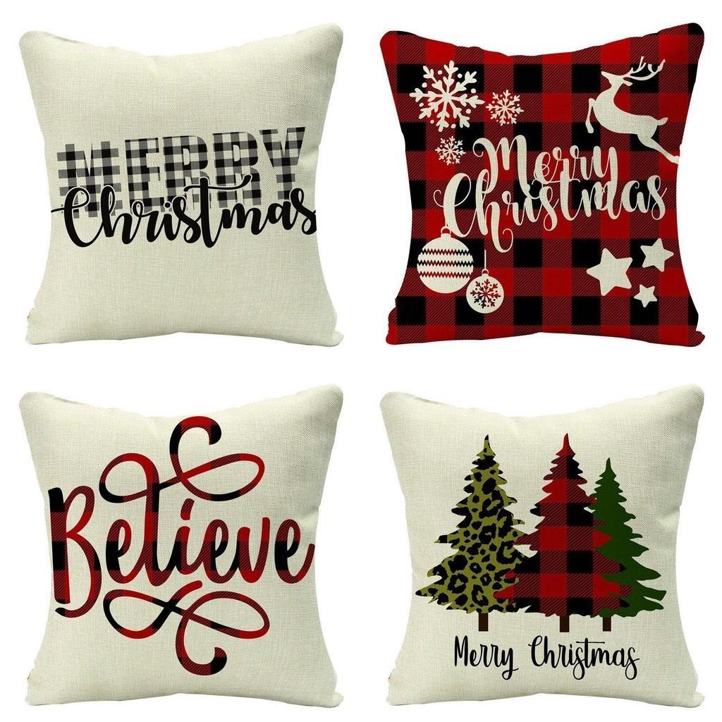 Cozy Multicolor Christmas Cushion Cover Made Of Soft Eco-friendly Linen Material