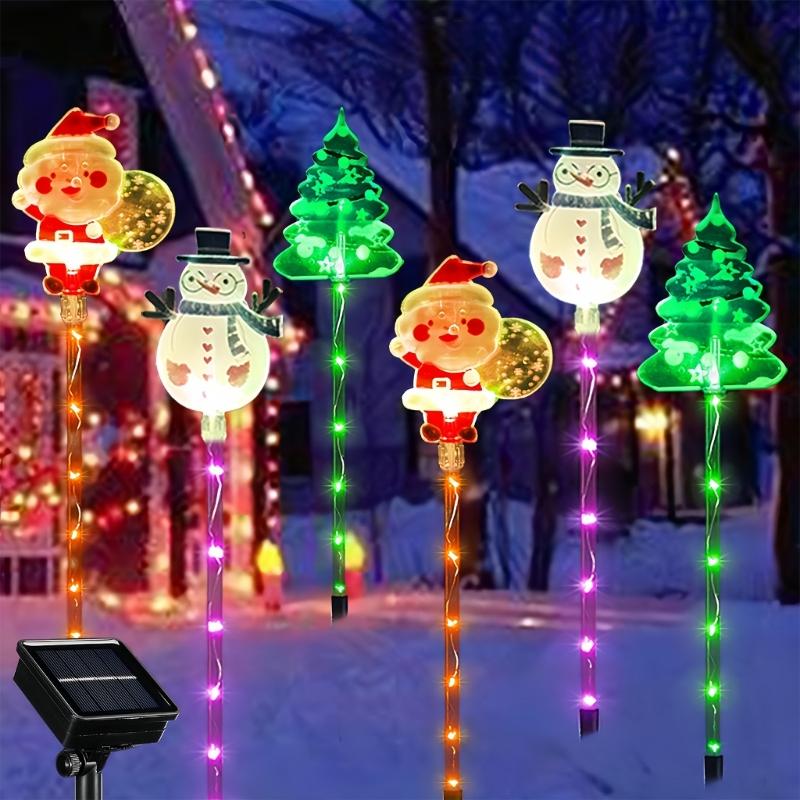 Pack of 6 Solar Christmas Decoration Ground Lights with Automatic Feature for Effortlessly Gardens and Patios
