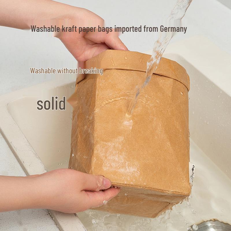 Large Waterproof Washable Kraft Paper Storage Bag for Refrigerator or Desktop Organization, Thickened for Durability, Flower Pot Cover
