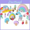 Hölzerner Regenbogen-Baustein-Set für Kinder zur Früherziehung, Farberkennung und zum kreativen Spielen