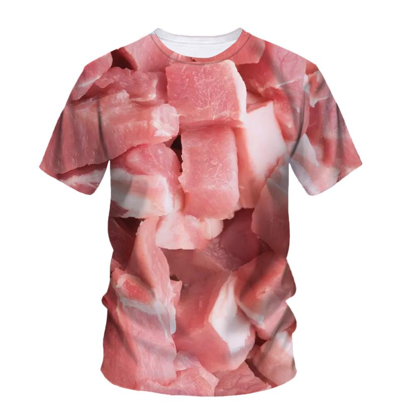 

Забавная футболка с 3d принтом мяса и свинины, мужская модная летняя футболка большого размера, уличные повседневные мешковатые топы, футболки, одежда M