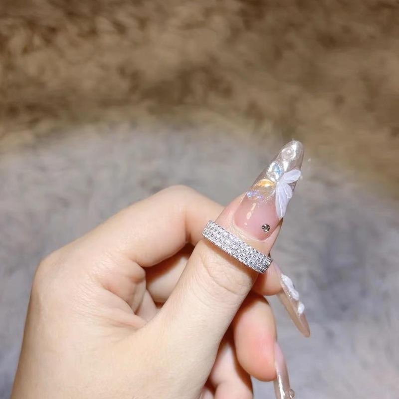 Copper Inlaid Zircon Super Flash Diamond Princess Row Ring Ring Jewelry Temperament Luxury Women'S Ring
