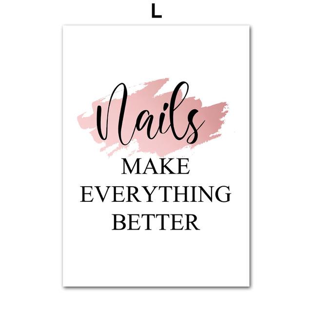 Lashes Nails Polish Rúž Krása Nástenné umenie Obraz na plátne Severské plagáty a obrazy Nástenné obrazy do obývačky Salon Decor Bez rámu