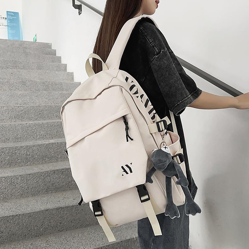 Student Schoolbag Couple Solid Color Backpack Lightweight Large Capacity Backpack