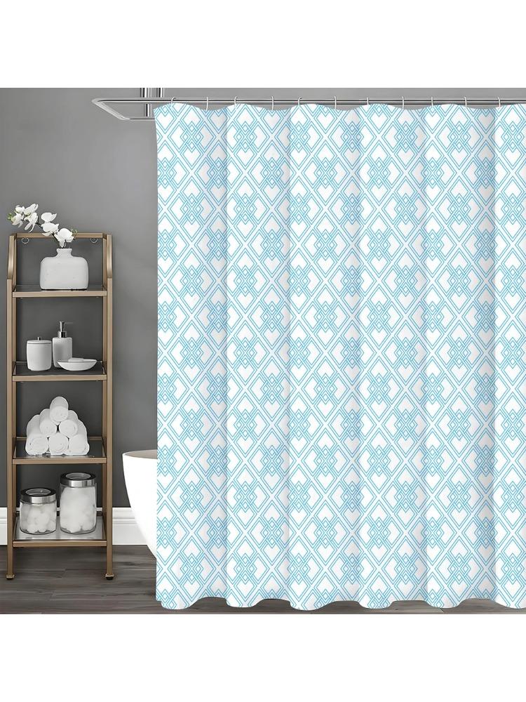 Креативная геометрическая синяя шторка для душа, декоративная шторка для душа для ванной, водонепроницаемая шторка для душа с крючками W90xH180cm