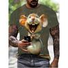 Koszulka z nadrukiem 3D Myszka Ser Szop T-shirt dla mężczyzn z kreskówkowym wzorem zwierzęcym Koszulki letnie luźne okrągłe dekolty Koszulki z krótkim rękawem