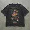 Yayoi Kusama Mushroom T-Shirt | Faded Black Streetwear Tee | Japanese Art Graphic Shirt