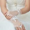 1 paio di guanti da sposa in pizzo senza dita trasparenti con fiocco, sottili guanti da sposa per feste, guanti corti morbidi vintage femminili
