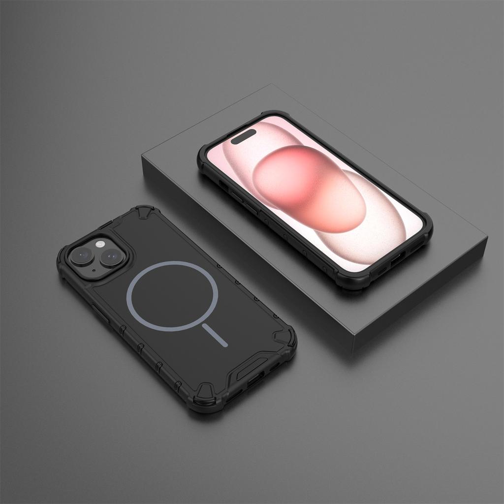 Für iPhone 15 Magnetische Hülle Wellige Textur Wärmeableitung Stoßfest TPU+PC Handy Rückseite