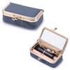 Borsa porta rossetto da donna in vera pelle con specchietto integrato, Custodia organizer portatile mini per rossetti con chiusura a bacio