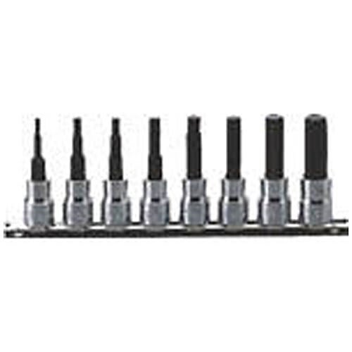 Koken 3/8" (9.5mm) Square Hex Bit Socket Rail Set, 100mm Total Length, 8-Piece Set, RS3010M/8-L100